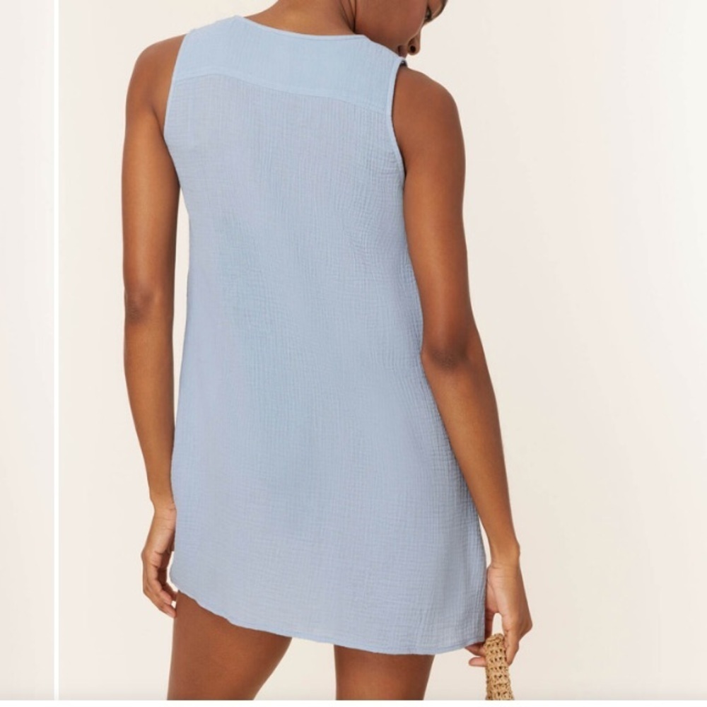 Andie Swim Blue Cotton Gauze Mini Dress Tunic Cover Up Size L - Picture 4 of 7
